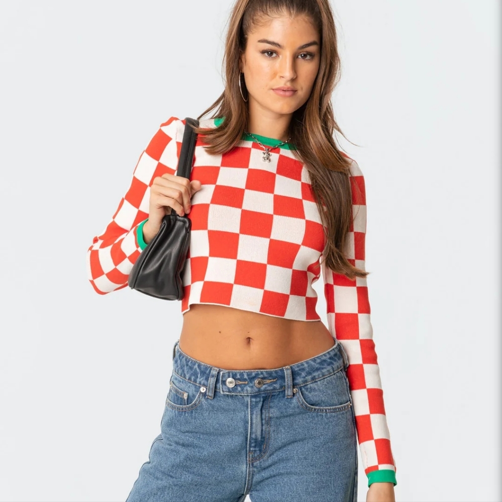 NWT Edikted Check Yourself Knitted Top